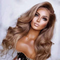 Ash Blonde Highlight Big Wave Full Virgin Cuticle Aligned Human Hair HD Lace Front Wigs