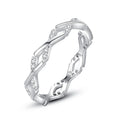 Fashion simple 925 sterling silver wave-shape micro inlay diamond index finger row ring for women