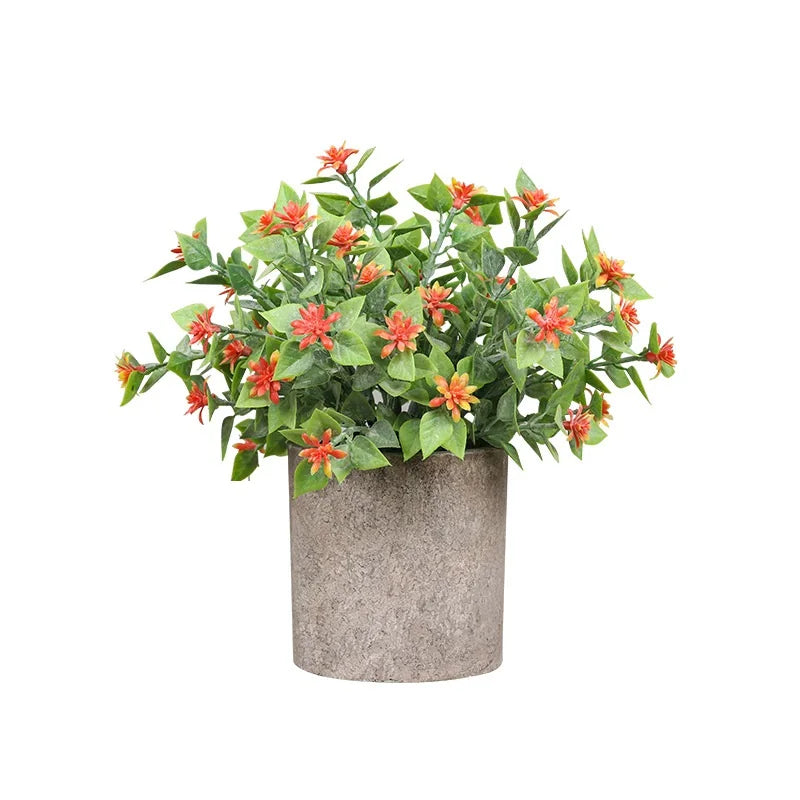 2024 Mini Plastic Potted Plants Artificial Greenery Plants in Pots for Indoor Greenery Tabletop Decoration Centerpiece