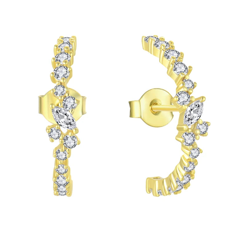 Korean Style 18K Gold Plated Statement Earrings Silver Stud Earrings 925 Sterling Trendy Women Cute Kids Jewelry Long Earrings
