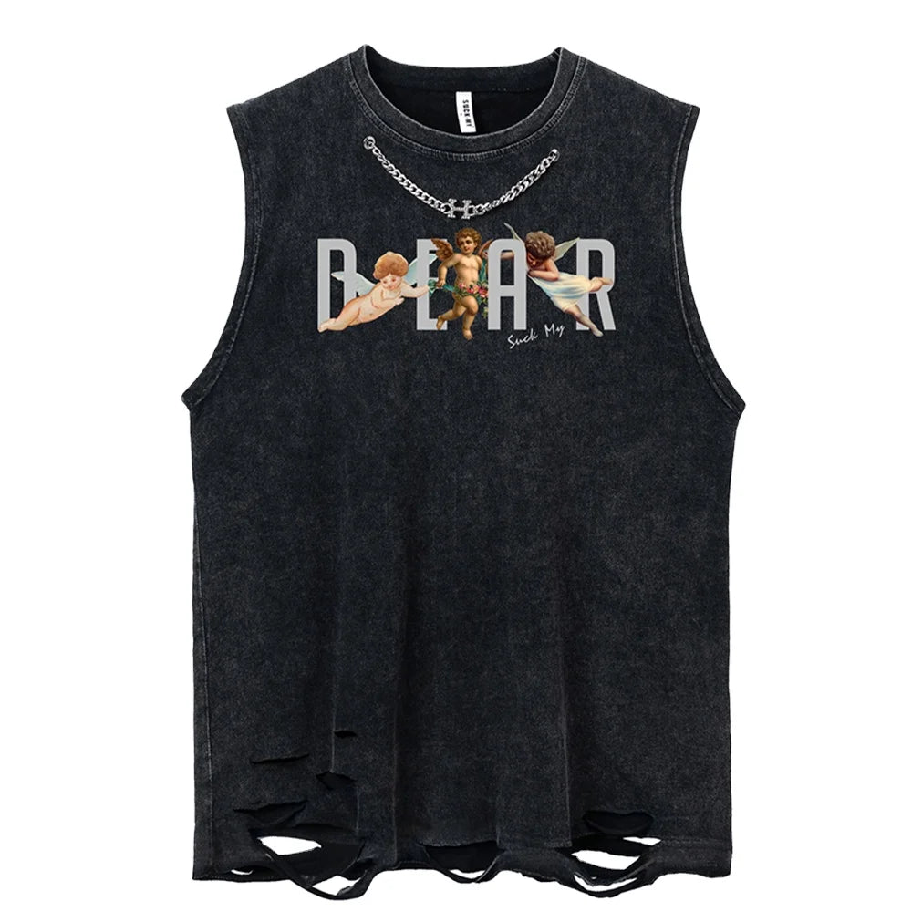 Men's Cotton T Shirt Relaxed Fit Sleeveless Cotton Male T Shirt Vest