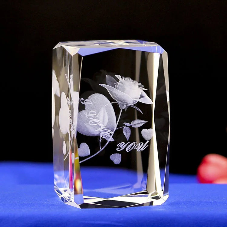 AYOYO OEM Rose Mother's Day Gift Creative Crystal Rose Single Valentine's Day Crystal Carved Ornament