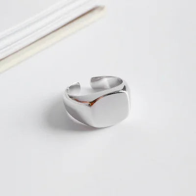 High-end Smooth Surface Jewelry Rings Wholesale 925 Sterling Silver Square Ring
