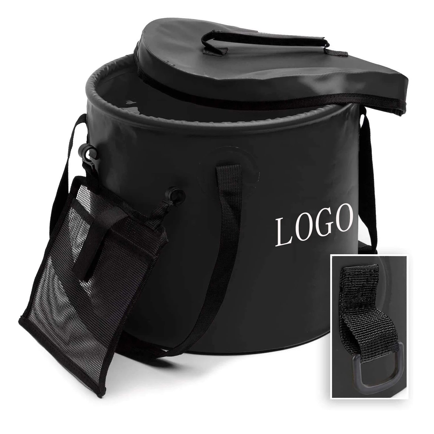 Portable 500d PVC Collapsible Basin 20L Foldable Water Bucket Lid for Camping Traveling Hiking Fishing 10L Capacity 2mm