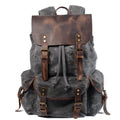 Outdoor Travel Hiking Mountaineering Backpacks Vintage Fashion Men's Rucksack Casual Canvas Leather Trim Backpack