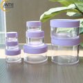 In Stock 1oz 2oz PETG  Clear Cosmetic Cream Jars Plastic Body Scrub Container 30ml With Purple Lids