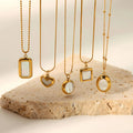 G3760 Wholesale 18K Gold Plated Stainless Steel Clavicle Chain Necklaces Inlaid White Shell Heart Pendant Necklace for Women