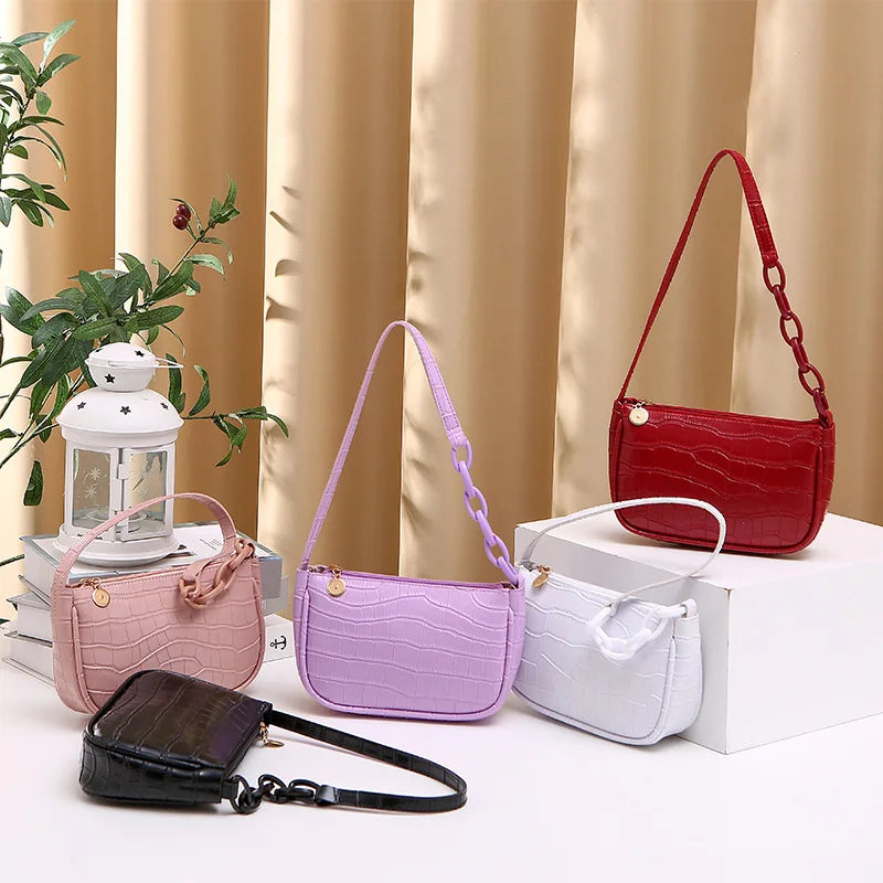 Wholesale Cheap PU Leather Simple Outdoor Casual Trended Purse Popular Underarm Bag  Fashion Stone Pattern Women's Shoulder Bags