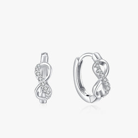 Ailmay 925 Sterling Silver Romantic Infinite Love CZ Hoop Earrings Fashion Ear Buckles for Women Girls Party Accessories Jewelry