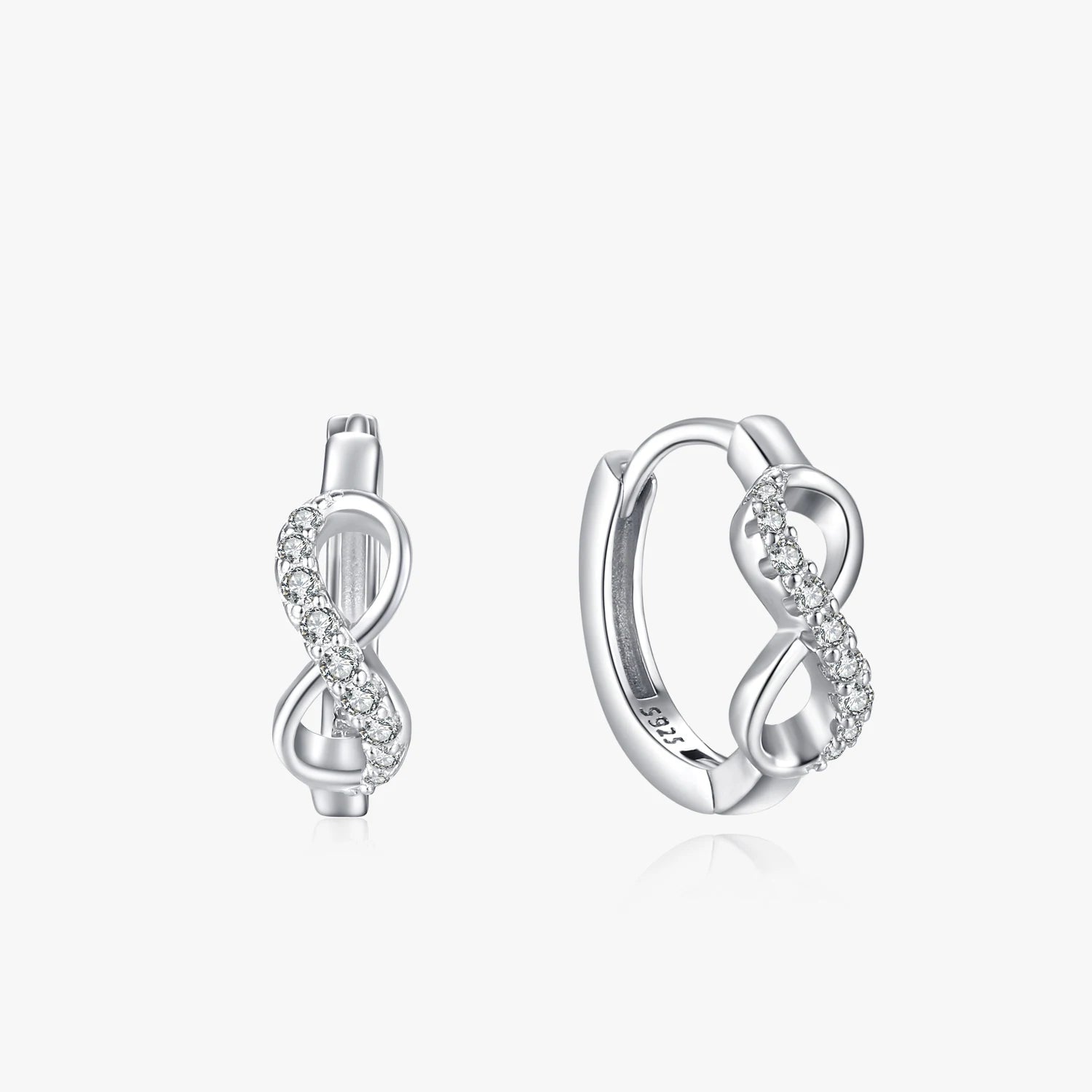 Ailmay 925 Sterling Silver Romantic Infinite Love CZ Hoop Earrings Fashion Ear Buckles for Women Girls Party Accessories Jewelry
