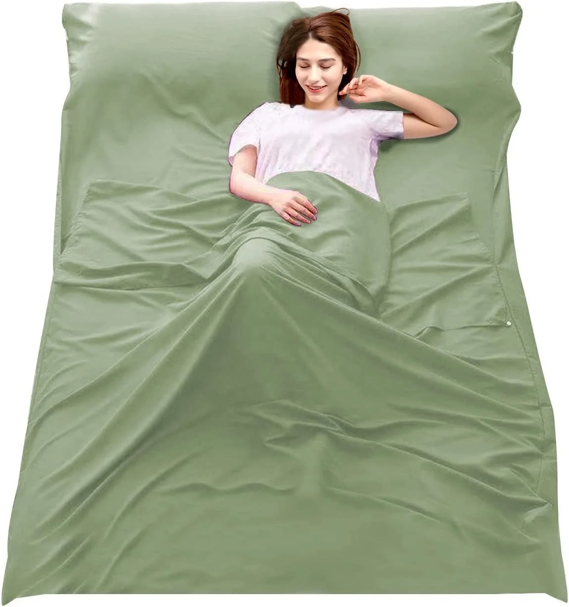 Woqi Camping Travel Home Bed Sheet Lightweight Breathable Hotel Compact Sacks Double Sleeping Bag Liner for Camping