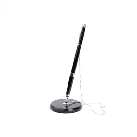Counter Desk Metal Gel Pen with Chain Security Pen Holder Standing Pen Set