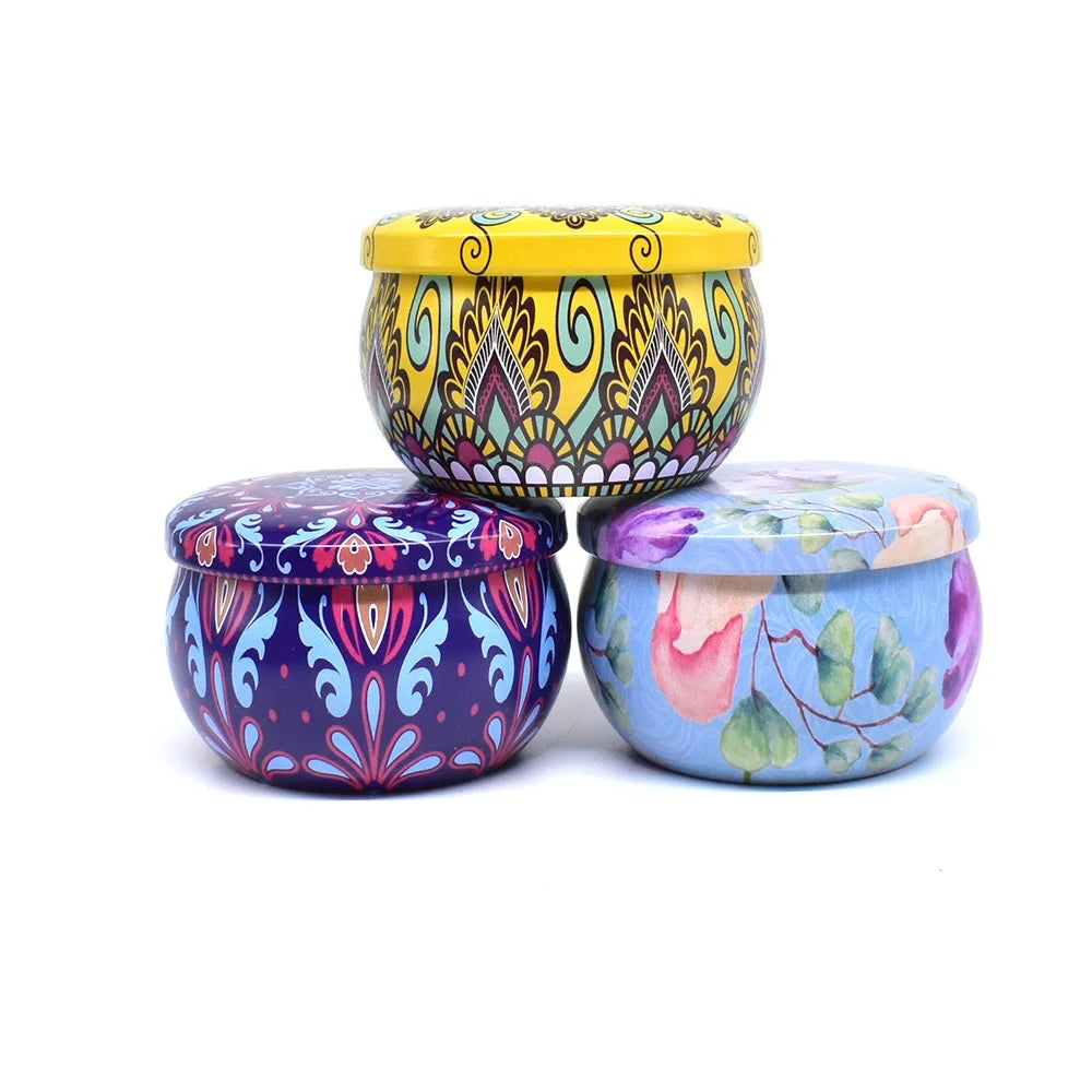 Empty Tinplate Scented Candle Tin Jars 2.2oz 4oz Round Candy Can Box Jar With Lids Used for Candle Making Candy Tea Storage