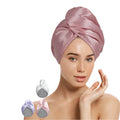Super Absorbent Anti-Frizz Double Cloth Microfiber Satin Hair Turban Easy Twist Dry Towel Hair Wrap for Salon Home Use Plain