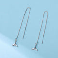 Factory Wholesale 925 Sterling Silver Cute Wedding Drop Earrings with Rhodium Plating Long Tassel Fishtail Design for Women