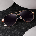 DOISYER DOISYER Luxury Polarized Oversized Double Beam Sunglasses for Men Women Gradient Pilot UV Protection Metal Frame Tac