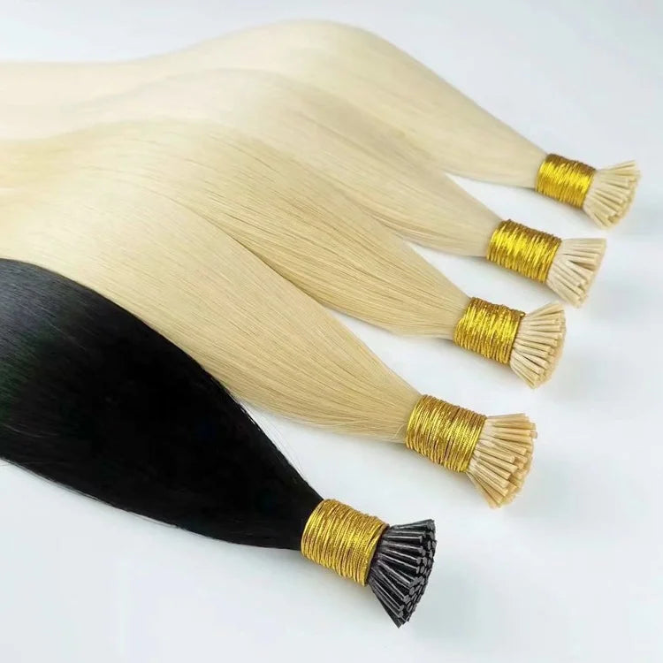 Pre Bonded I-Tip Hair Extensions Brazilian Raw Virgin Hair Keratin 12A Grade No Shedding Soft & Silky 28