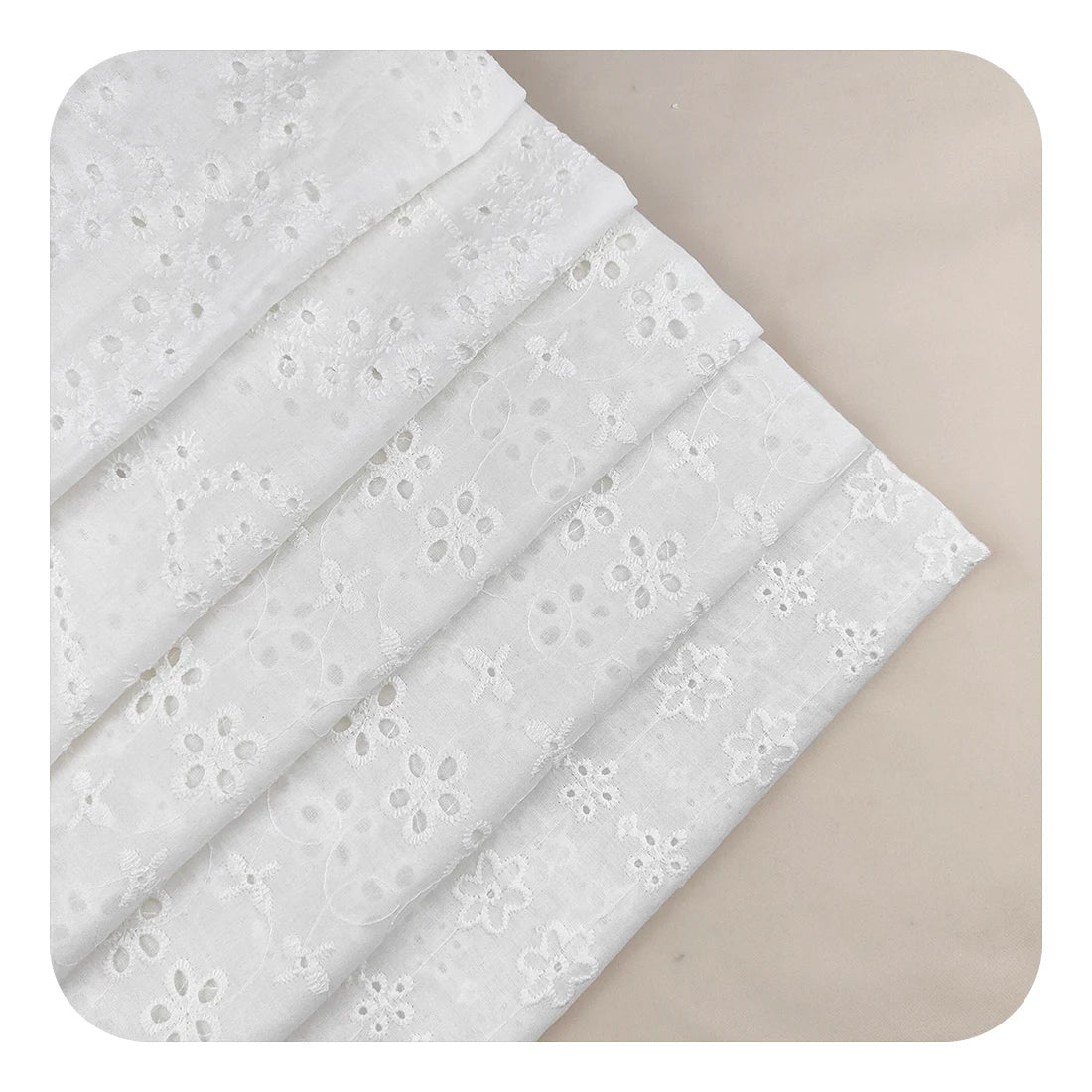 100% Cotton for Swiss Voile Eyelet Embroidered Fabric White China Textile Cloth for Women's Dress Woven for Wedding Accessories