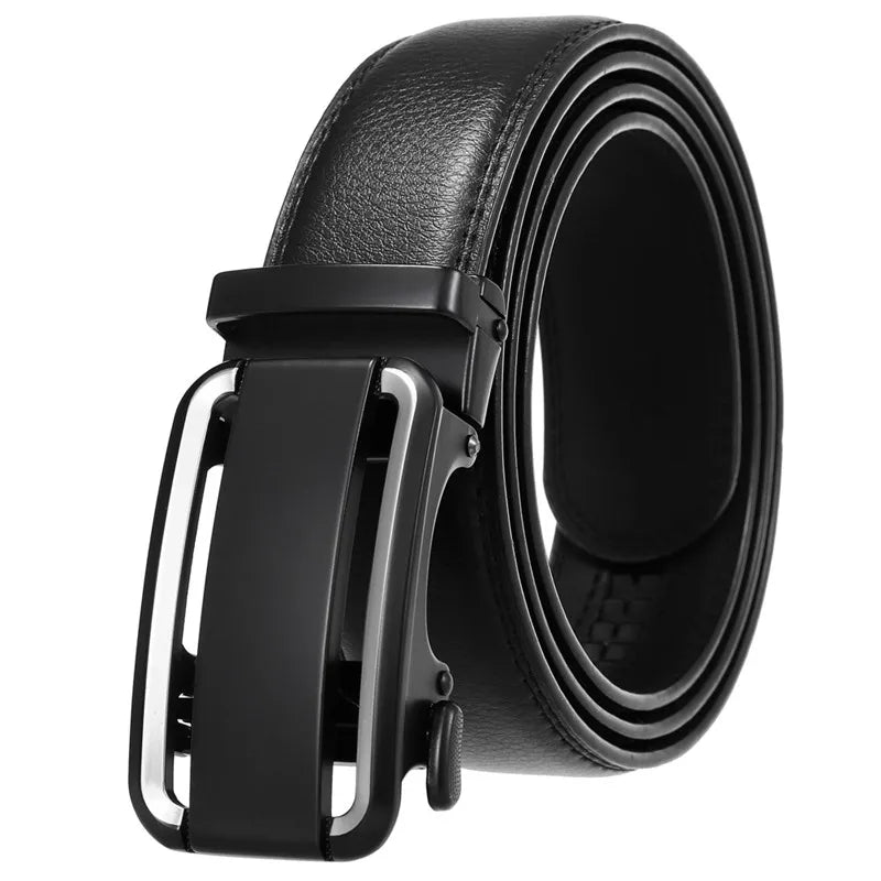 New Mens Leather Belt Automatic Buckle Belts for Men Custom Logo Ratchet Belt YiWu LQbelt Factory OEM