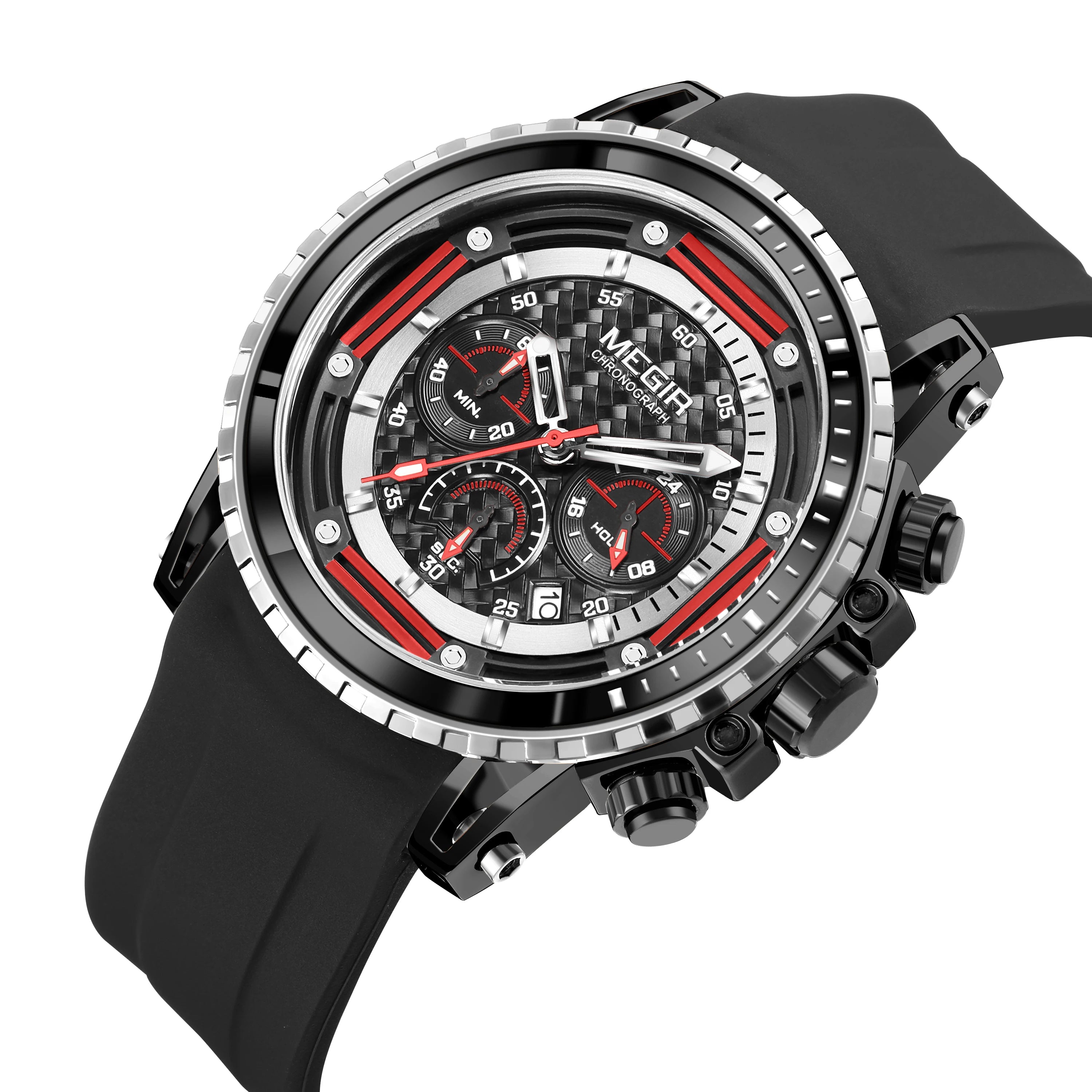 Wholesale MEGIR 2143 Men's Silicone Wristwatches Fashion Sport Watch for Men Relojes Hombre Quartz Watches Custom LOGO