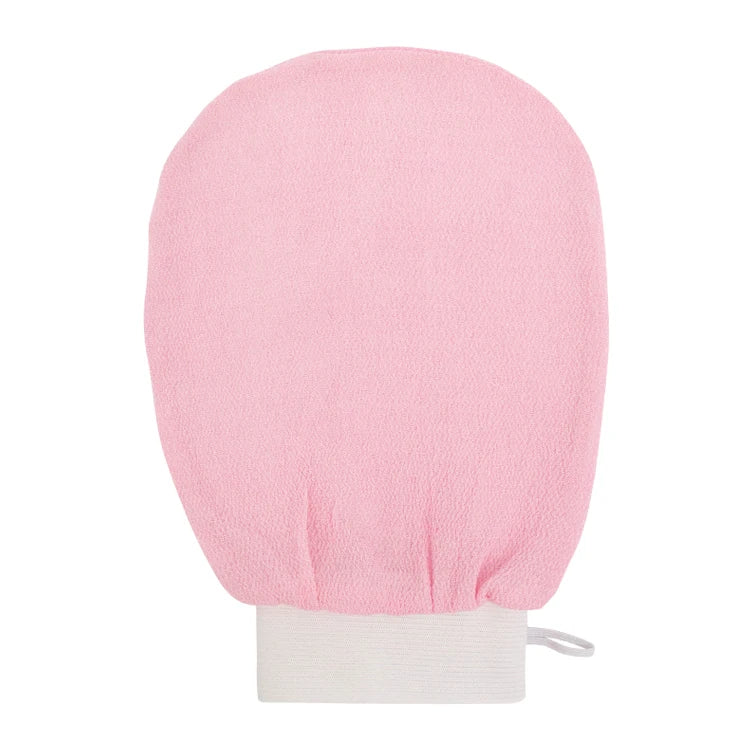 Gloway Hot Sale Natural Silk Exfoliating Gloves 150D 250D Viscose Matiral Pink Exfoliating Gloves Custom Logo in Stock