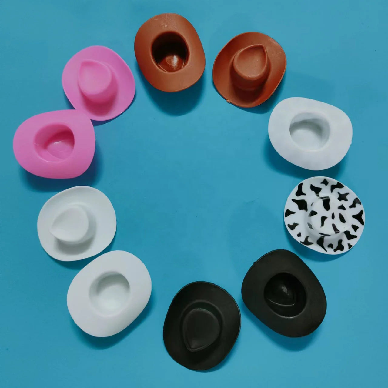 10Pcs/Bag Plastic Mini Cute Western Cowgirl Cowboy Doll  Pink Hat Toys Accessories for Miniature Toy Party