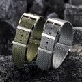 Customized 20mm 22mm One Piece Woven Seatbelt Nylon Watch Band Premium Soft Fabric SharkTooth Pattern Watch Strap Bracelet