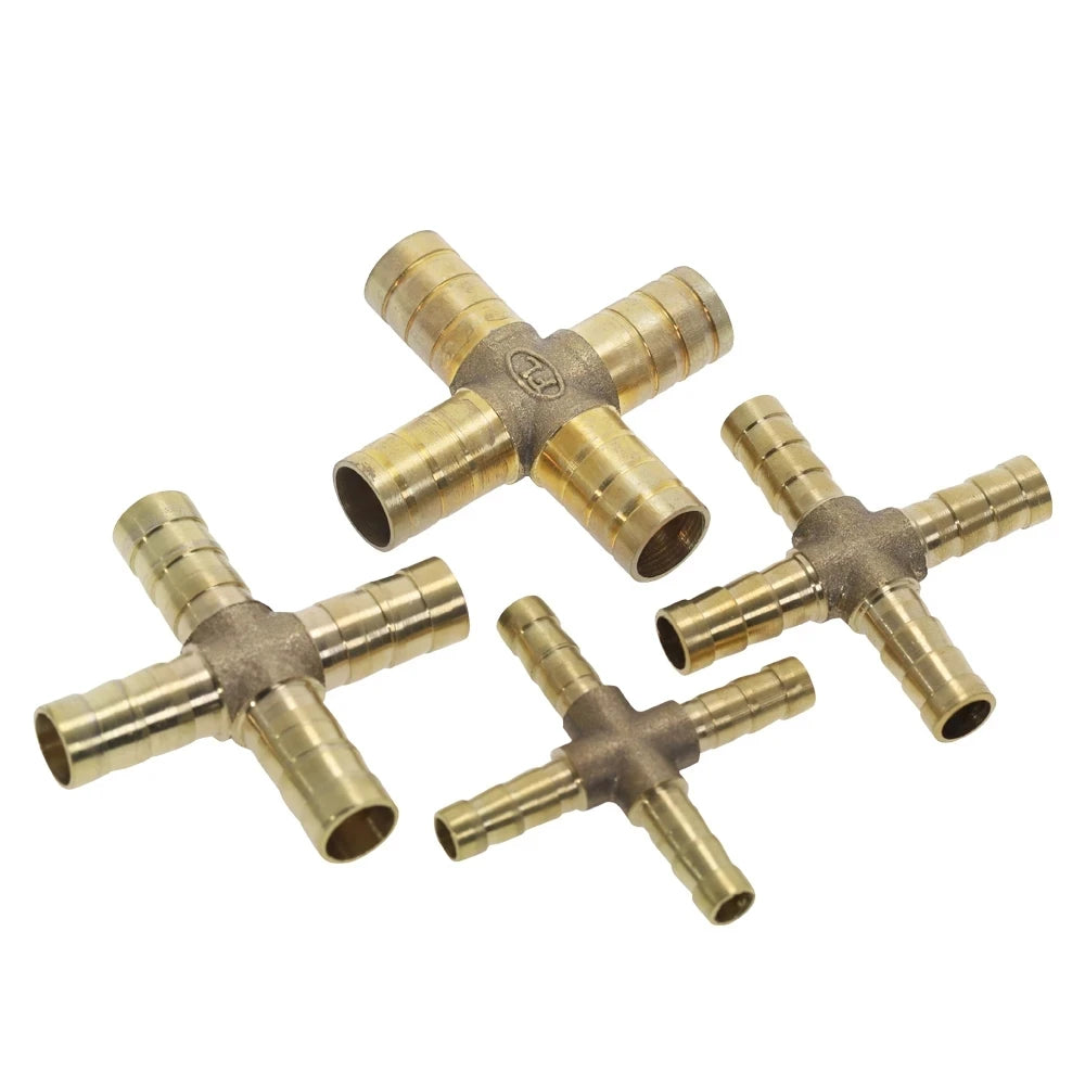 Brass Splicer Pipe Fitting Copper Barbed Connector Joint Coupler Adapter T X Y U Type Hose Barb 4mm 6mm 8mm 10mm 12mm Hexagon