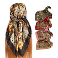 Lady Head Silk Satin Scarf 90x90cm Luxury Square Shawl Hijab Bandana Plaid Pattern Spring Fashion Women