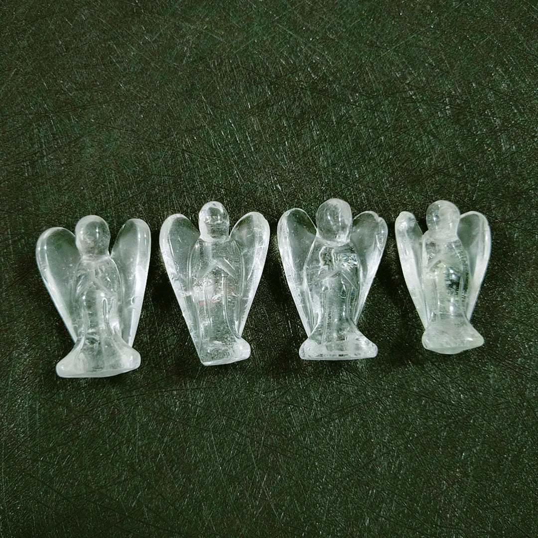 Huiying Wholesale 1.5 Inch clear Quartz Carved Natural Angel Decor Statue Crafts