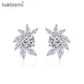 LUOTEEMI Top Sale Party Christmas Jewelry Fashion Elegant Exquisite Full Crystal CZ Flower Stud Earrings