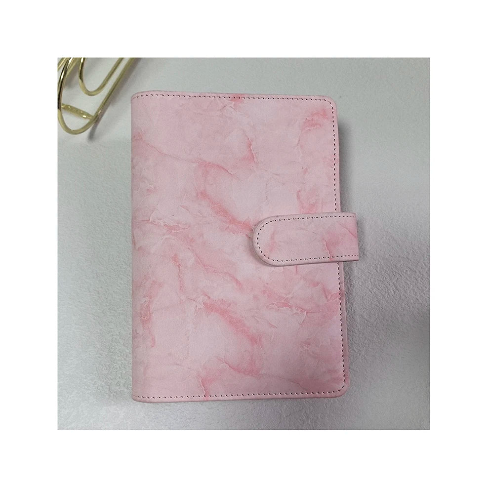 Custom Personalized Durable Portable Classic Pink Marble Agendas Pu Leather Planner Refillable Notebook Cash A6 Budget Binder