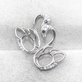 Sterling Silver 6*8mm Semi Mount Pendant Empty Frame Blank Support Setting S925 Base Holder Without Center Stone for DIY Inlay