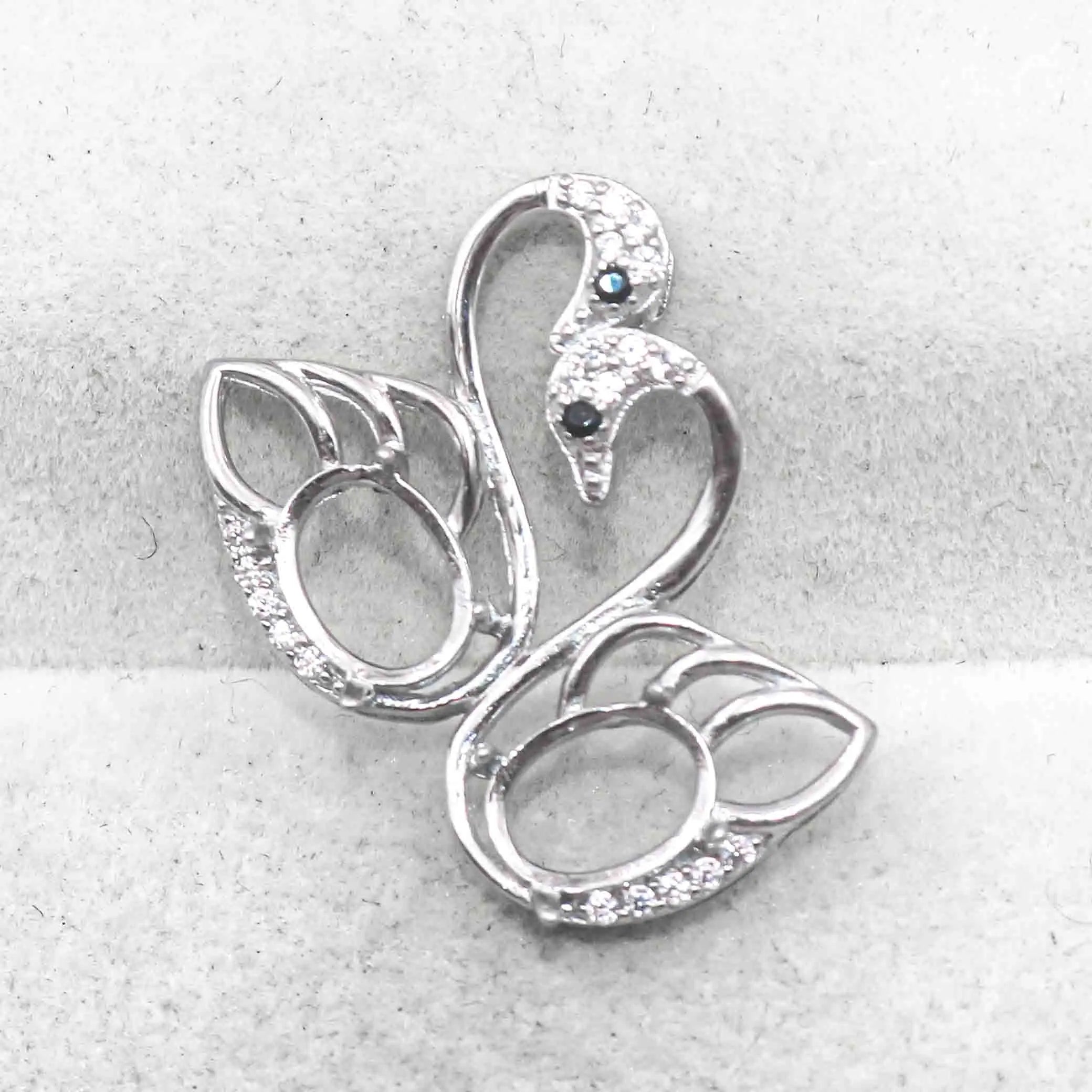 Sterling Silver 6*8mm Semi Mount Pendant Empty Frame Blank Support Setting S925 Base Holder Without Center Stone for DIY Inlay