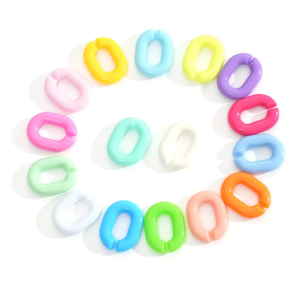 200pcs 18*24mm Acrylic Color U-shaped Chain Oval Open Ring DIY Keychain Bag Earrings Material Linking Rings Link Connectors