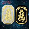 Factory 3D With Hetian Black Inlaid 4D Gold Fu Character Pendant Jade Live Wholesale
