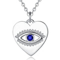 China Wholesale Price 925 Sterling Silver Rhodium Plated Heart Eye Evil Pendant Necklace with Cubic Zirconia