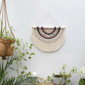 New Contemporary Hand-woven Rope Macrame Cotton Tassel Bead Eco-Friendly Leaf Pattern Rectangle Wall Hanging Tapestry Art Decor
