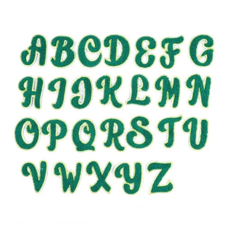 Wholesale Iron on 7cm Alphabet Letter Pink Black Green Chenille Embroidery Patches for Hat Clothing