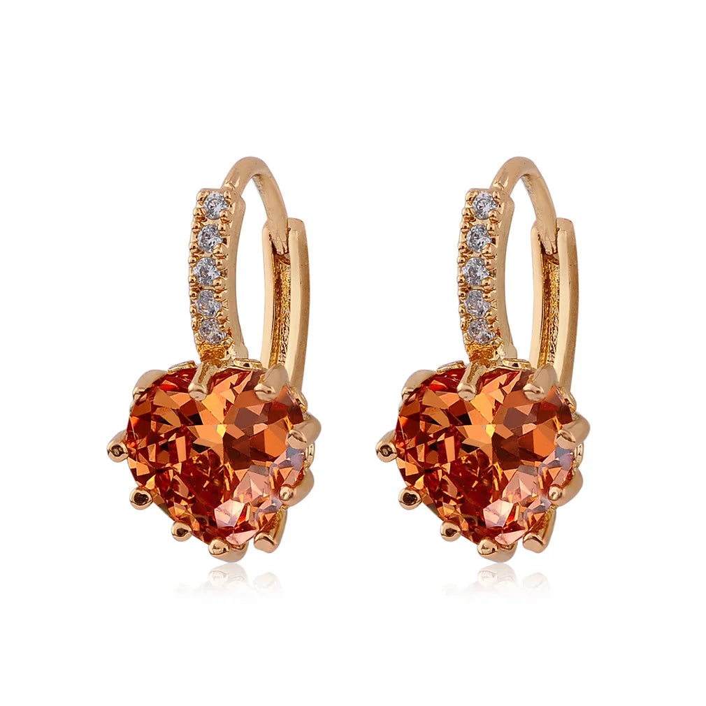 2024 New Wholesale Fashion Love Heart Shaped Copper Set Cubic Zirconia Earrings Jewelry Gifts for Men Women