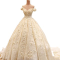 New Modern Lace Strapless Flower Embroidery Draped Appliques One-shoulder Long Chapel Train Bridal Wedding Dresses