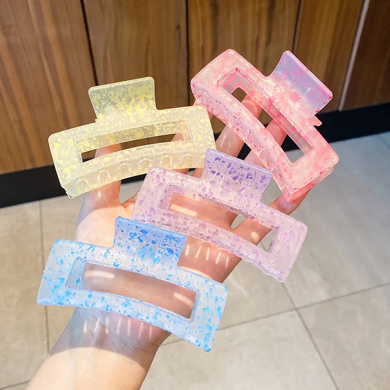 Garra De Pelo Matte Fashion Transparent Big Claw Clip Female Women Hair Accessories Acrylic Resin Rainbow Hair Claw
