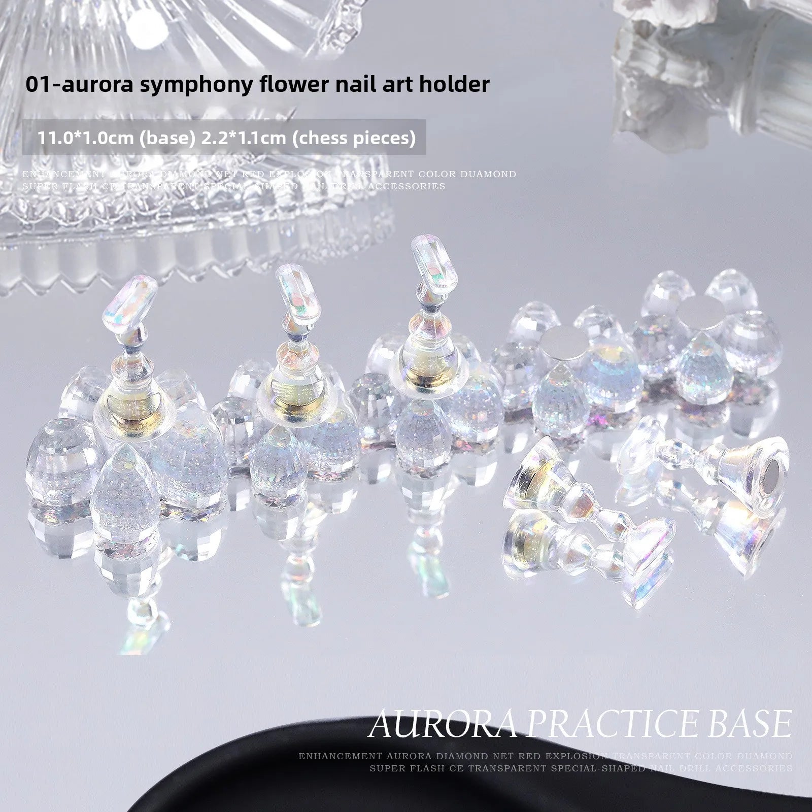 Solid Plastic Aurora Flower New Design for Nail Art Holder Beginner Practice Wearable Nail Art Display Stand