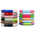 Sweet Brief Colorful Round Acrylic Bracelet Candy Color Big Glossy Long Tube Beads Bamboo Resin Beaded Bracelets Bangles