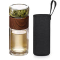 New Product Double Wall Tea Infuser Glass Bottle Custom Logo Light Cup Tea Maker Leak-Proof 300ml Borosilicate Glass Bottles