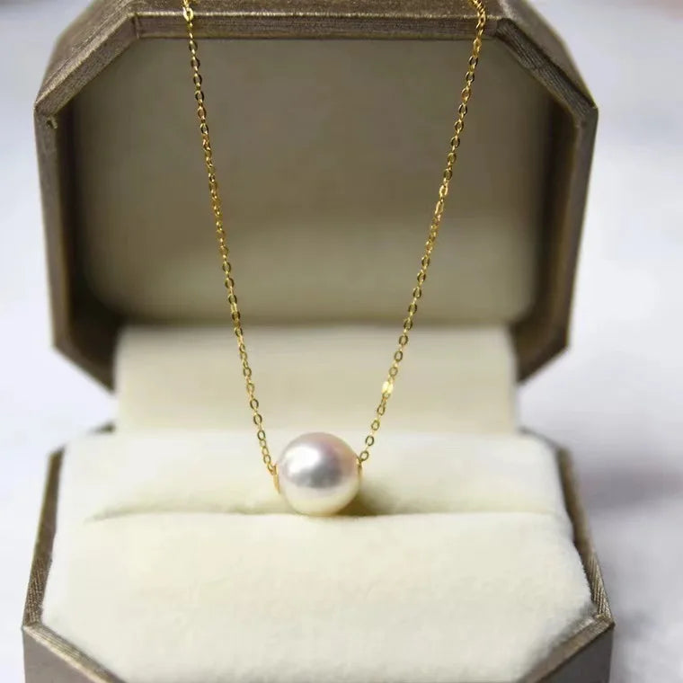Certified Jewelry 18K Dold Pearl Necklace Au750 Color Gold New Temperament Wild Women's Necklace