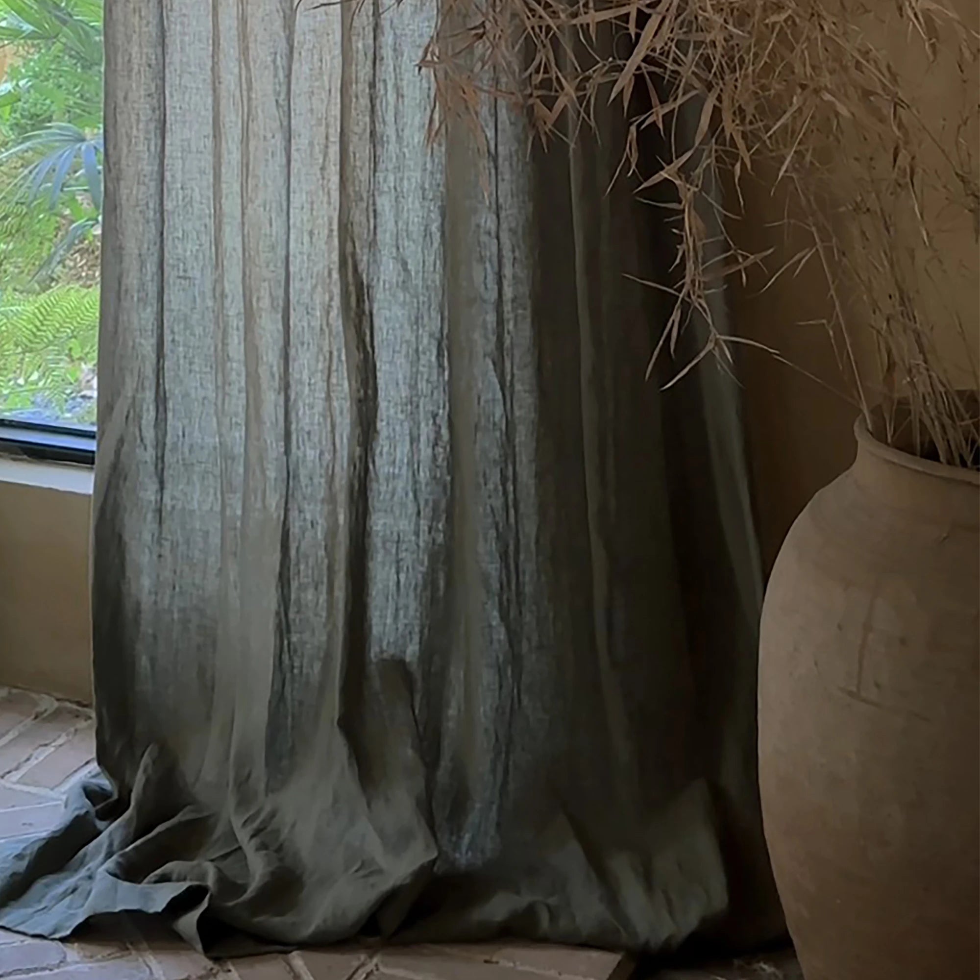 100% Linen Tulle Curtains Customizable for Home Office Cafe and Living Room Use