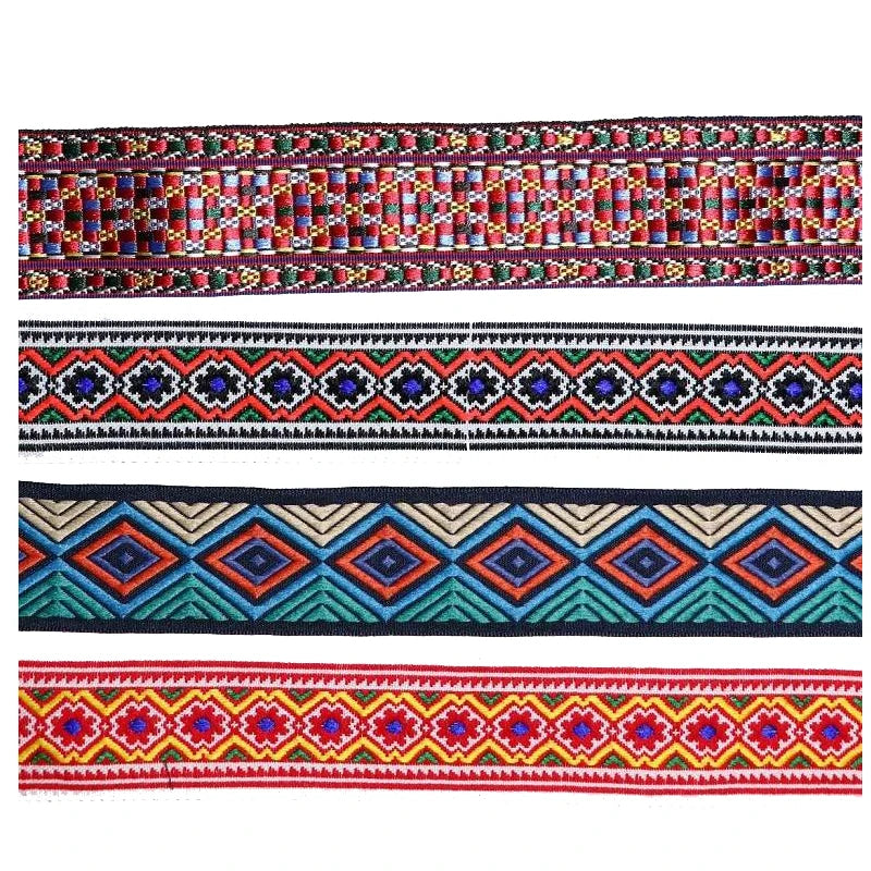Customized Polyester Zigzag Wave Pattern Embroidery Jacquard Web Webbing Woven Fabric Ribbon Tape for Gift Packing
