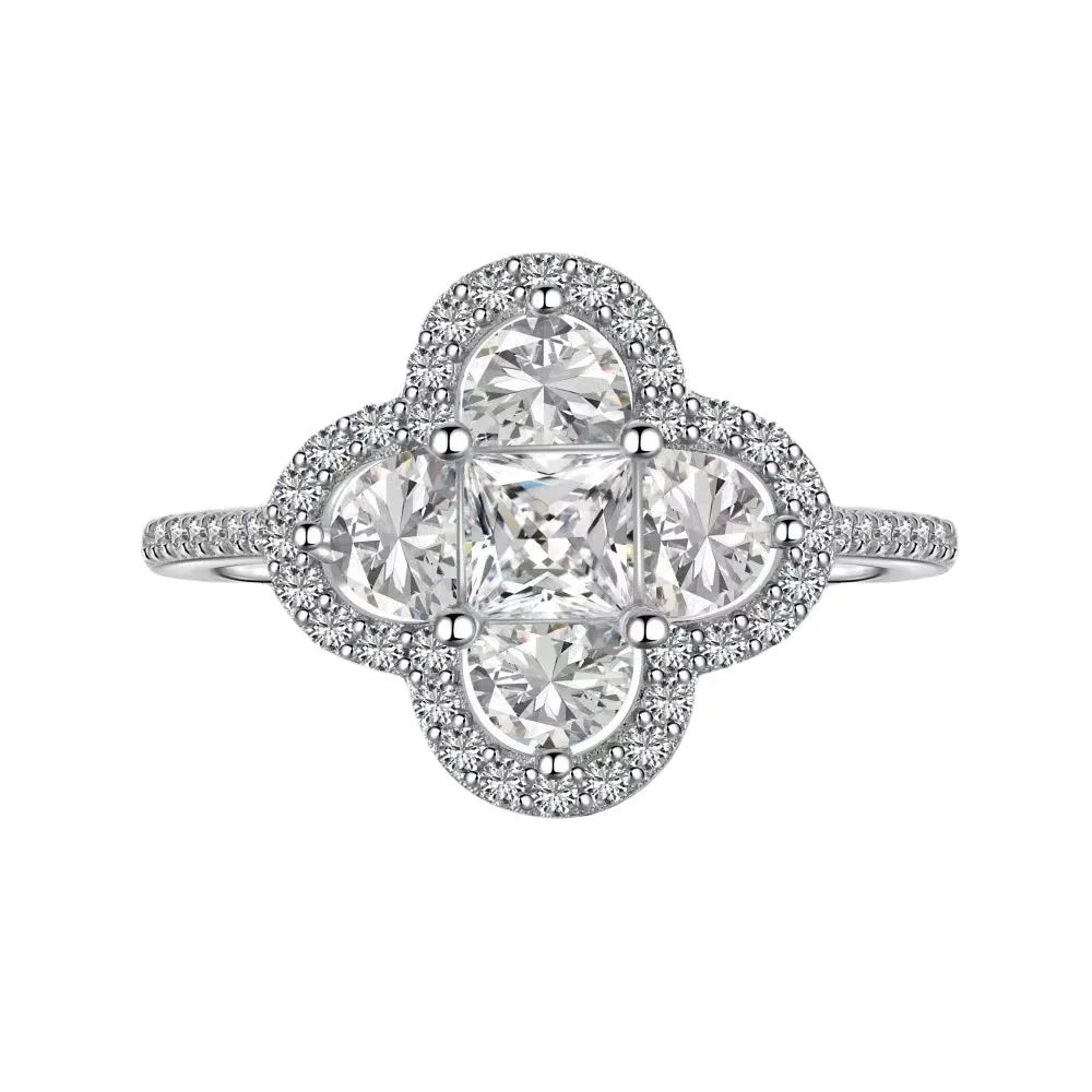 BASQUESUN Factory Wholesale Custom Light Luxury Open Mouth Flower Full Zirconium New High-end Fashion Personalized Ring