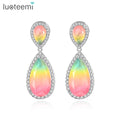 LUOTEEMI New Material Girl's Gift Gemstone a AA Cubic Zirconia Fashion Dangle Drop Earrings Brazil Hot Jewelry